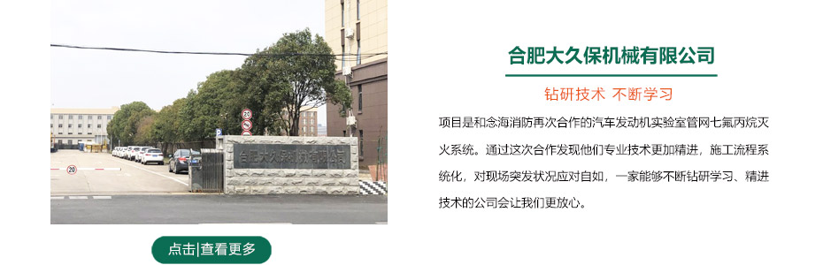 合肥大久保汽車發動機實驗室管網七氟丙烷滅火系統