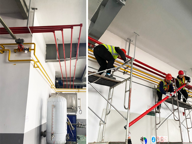 汽車發動機實驗室氣體滅火系統管道施工圖